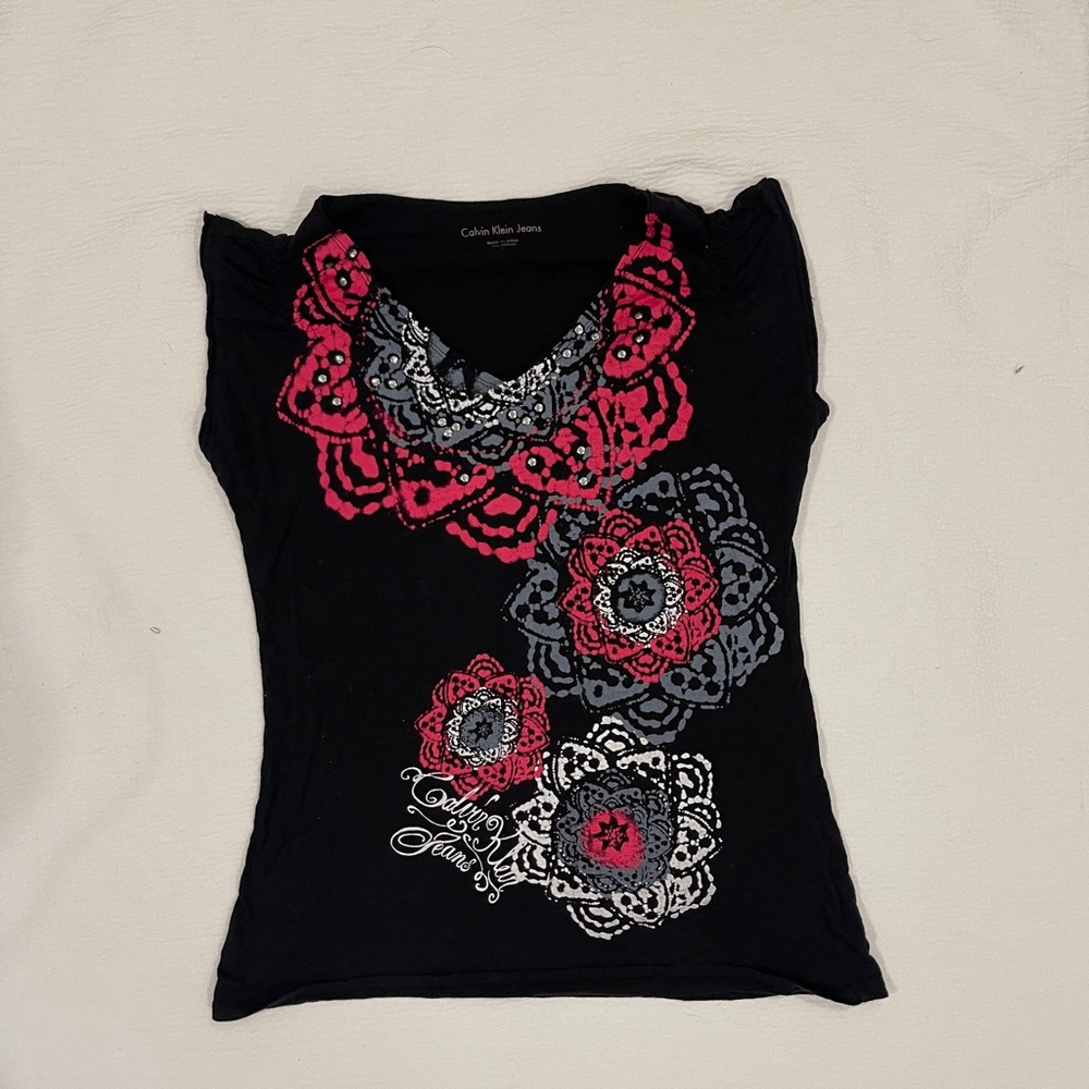 Calvin Klein Cap Sleeve Tee - Large